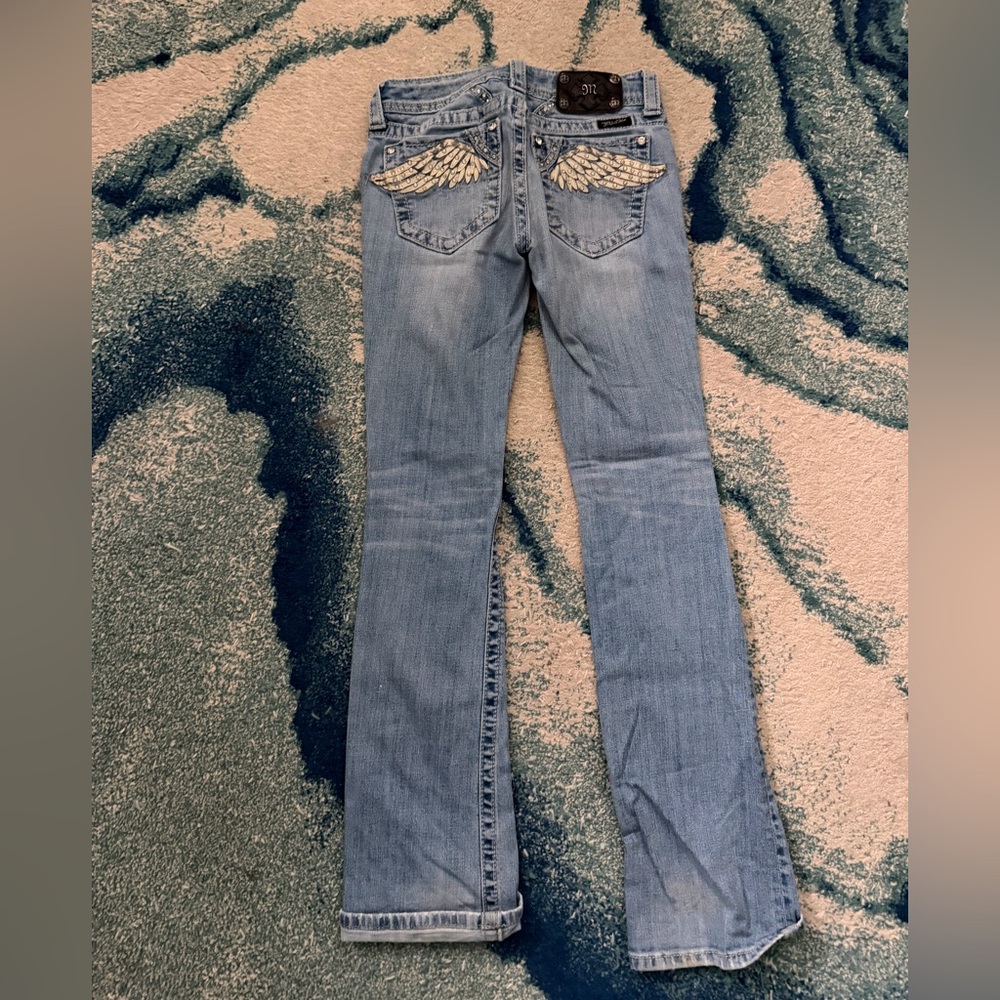 Miss Me Light Blue Boot Cut Jeans with Embellished Pockets